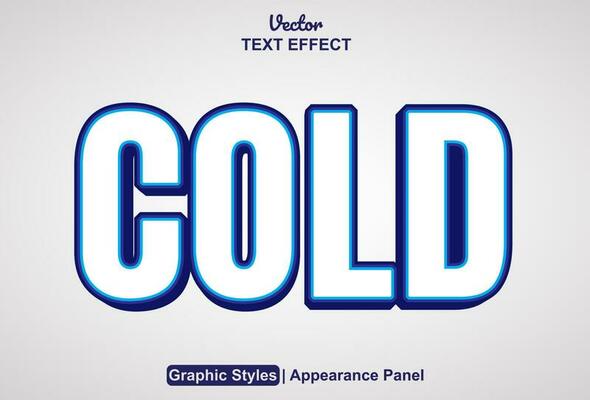 cold text effect with blue graphic style and editable.