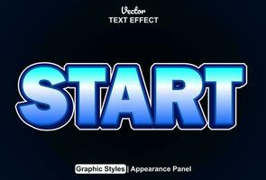 start text effect with blue color graphic style and editable. vector