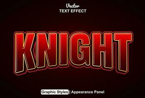 knight text effect with red graphic style and editable. vector