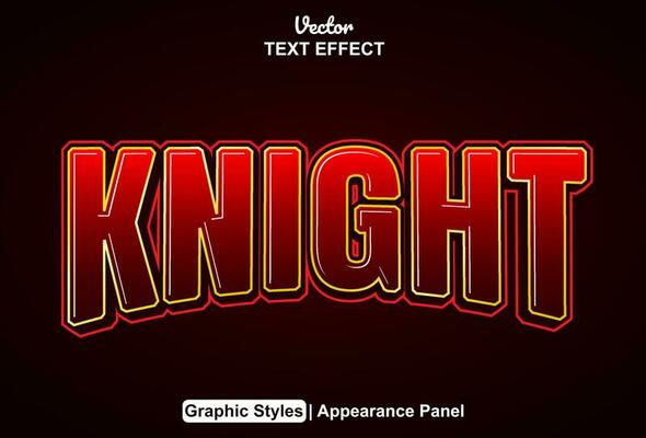 knight text effect with red graphic style and editable.