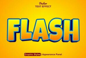 flash text effect with yellow graphic style and editable. vector