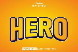 hero text effect with orange graphic style and editable. vector