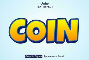 coin text effect with yellow graphic style and editable. vector