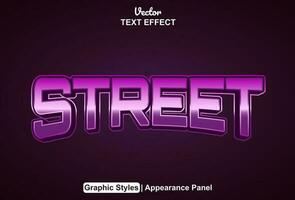 street text effect with purple color graphic style and editable. vector