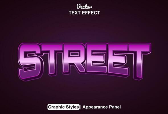 street text effect with purple color graphic style and editable.