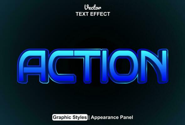 action text effect with blue graphic style and editable