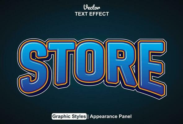 store text effect with blue color graphic style and editable.