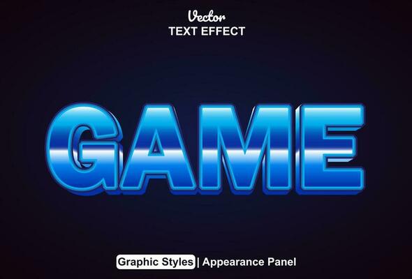 game text effect with blue color graphic style editable.