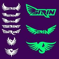 Sirin wings wordmark symbol set vector