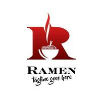 R letter based Ramen noodle logo symbol vector