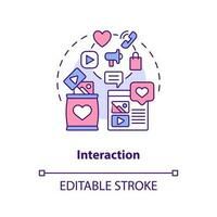 Interaction concept icon. Communication ways. Social media advertising benefit abstract idea thin line illustration. Isolated outline drawing. Editable stroke vector