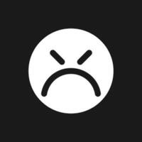 Mad emoticon dark mode glyph ui icon. Emotional expression. Feedback. User interface design. White silhouette symbol on black space. Solid pictogram for web, mobile. Vector isolated illustration
