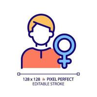 Animus pixel perfect RGB color icon. Image of man. Male qualities. Masculine part of woman personality. Psychoanalytic theory. Isolated vector illustration. Simple filled line drawing. Editable stroke