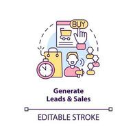 Generate leads and sales concept icon. Social media advertising goal abstract idea thin line illustration. Isolated outline drawing. Editable stroke vector