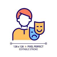 Persona pixel perfect RGB color icon. Social mask. Self representation to world. Archetype. Psychoanalysis. First impression. Isolated vector illustration. Simple filled line drawing. Editable stroke