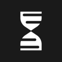 DNA molecule dark mode glyph ui icon. Genetic code. Medical research. User interface design. White silhouette symbol on black space. Solid pictogram for web, mobile. Vector isolated illustration