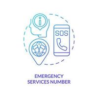 Emergency services number blue gradient concept icon. Embassy helpline. Travel abroad safety advice abstract idea thin line illustration. Isolated outline drawing vector