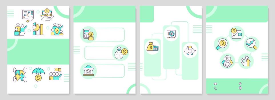 Corporate finance brochure template. Financial management. Leaflet design with linear icons. Editable 4 vector layouts for presentation, annual reports