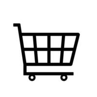 Black Line Shopping Cart Checkout Icon Vector