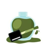 Opened Green Nail Polish Icon for Manicure Pedicure Vector Illustration