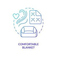 Provide soft blanket for pets blue gradient concept icon. Comfortable trip tip. Long traveling with animal abstract idea thin line illustration. Isolated outline drawing vector