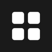 Mobile app menu pixel dark mode glyph ui icon. Element of phone screen. User interface design. White silhouette symbol on black space. Solid pictogram for web, mobile. Vector isolated illustration