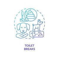 Pets bathrooms breaks while traveling blue gradient concept icon. Provide animal potty time. Toilet schedule abstract idea thin line illustration. Isolated outline drawing vector