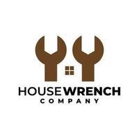 illustration of a house and wrench. house wrench logo for house service company. vector