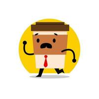 running coffee cup mascot. father coffee cup mascot doing running vector illustration.