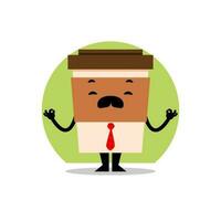 relaxed coffee cup mascot. father coffee cup mascot doing yoga vector illustration.