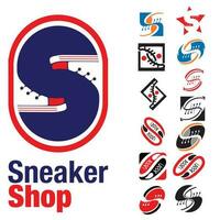 S letter based Sneaker Shoes Shop logo symbol set vector