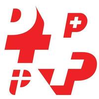 P plus or Plus P logo set. icons vector