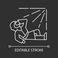 Paul conversion white linear icon for dark theme. Man on ground blinded by light. Bible narrative. Thin line illustration. Isolated symbol for night mode. Editable stroke vector