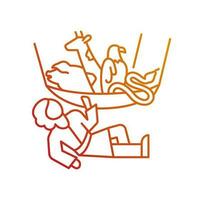 Peter vision gradient linear vector icon. Vessel full of animals. God send to apostle sign. Bible narratives. Thin line color symbol. Modern style pictogram. Vector isolated outline drawing