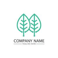 Tree leaf vector and green logo design friendly concept