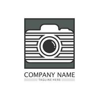 photography camera logo icon vector design template isolated on black background