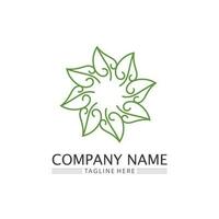 Tree leaf vector and green logo design friendly concept