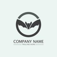 Bat logo animal and vector, wings, black, halloween, vampire, gothic, illustration, design bat icon vector