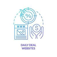 Daily deal websites blue gradient concept icon. Be informed with traveled place news. Saving money tip abstract idea thin line illustration. Isolated outline drawing vector