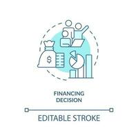 Financing decision turquoise concept icon. Capital structure. Financial solution abstract idea thin line illustration. Isolated outline drawing. Editable stroke vector