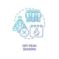 Off-peak seasons travel blue gradient concept icon. Saving trip money. Avoid tourists crowd. Budget vacation abstract idea thin line illustration. Isolated outline drawing vector