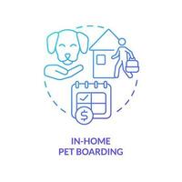 In-home pet boarding option blue gradient concept icon. Animal daycare service. Overnight house sitting abstract idea thin line illustration. Isolated outline drawing vector