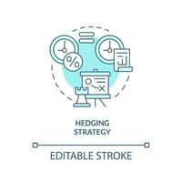 Hedging strategy turquoise concept icon. Type of working capital approach abstract idea thin line illustration. Isolated outline drawing. Editable stroke vector