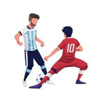 Illustration of match between Indonesia and argentina  player in red with the number 10 on his back vector