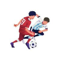 Illustration of a friendly match between Indonesia and Argentina, has the number 9 on his jersey. vector