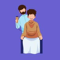 ilustración de musulmán personas afeitado su pelo vector