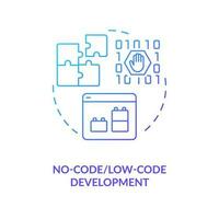 No code development blue gradient concept icon. App software. Web application technology trend abstract idea thin line illustration. Isolated outline drawing vector