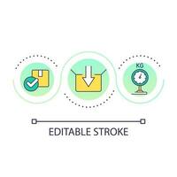 Package requirements loop concept icon. Parcel size limits. Postal service. Delivery weight restriction abstract idea thin line illustration. Isolated outline drawing. Editable stroke vector