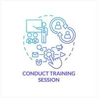 Conduct training session blue gradient concept icon. Provide learning for employee. Boost professional skills abstract idea thin line illustration. Isolated outline drawing vector