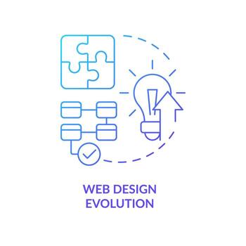 Web design evolution blue gradient concept icon. Online business. Future of digital technologies abstract idea thin line illustration. Isolated outline drawing vector